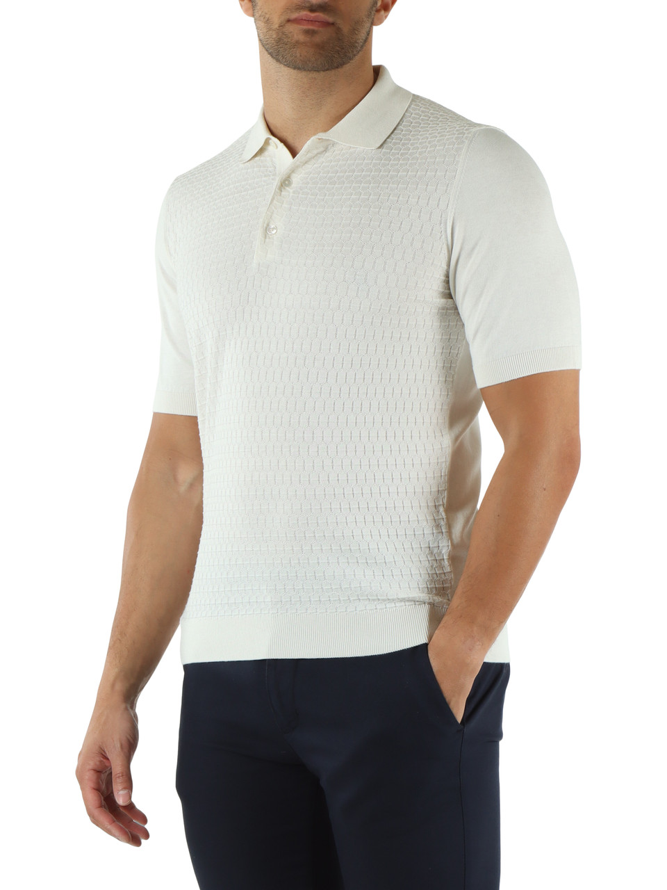OFF WHITE | Polo in maglina di seta e cotone