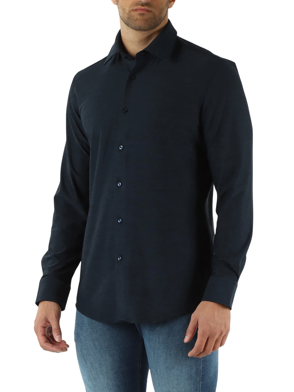 BLU SCURO | Camicia slim fit performance stretch
