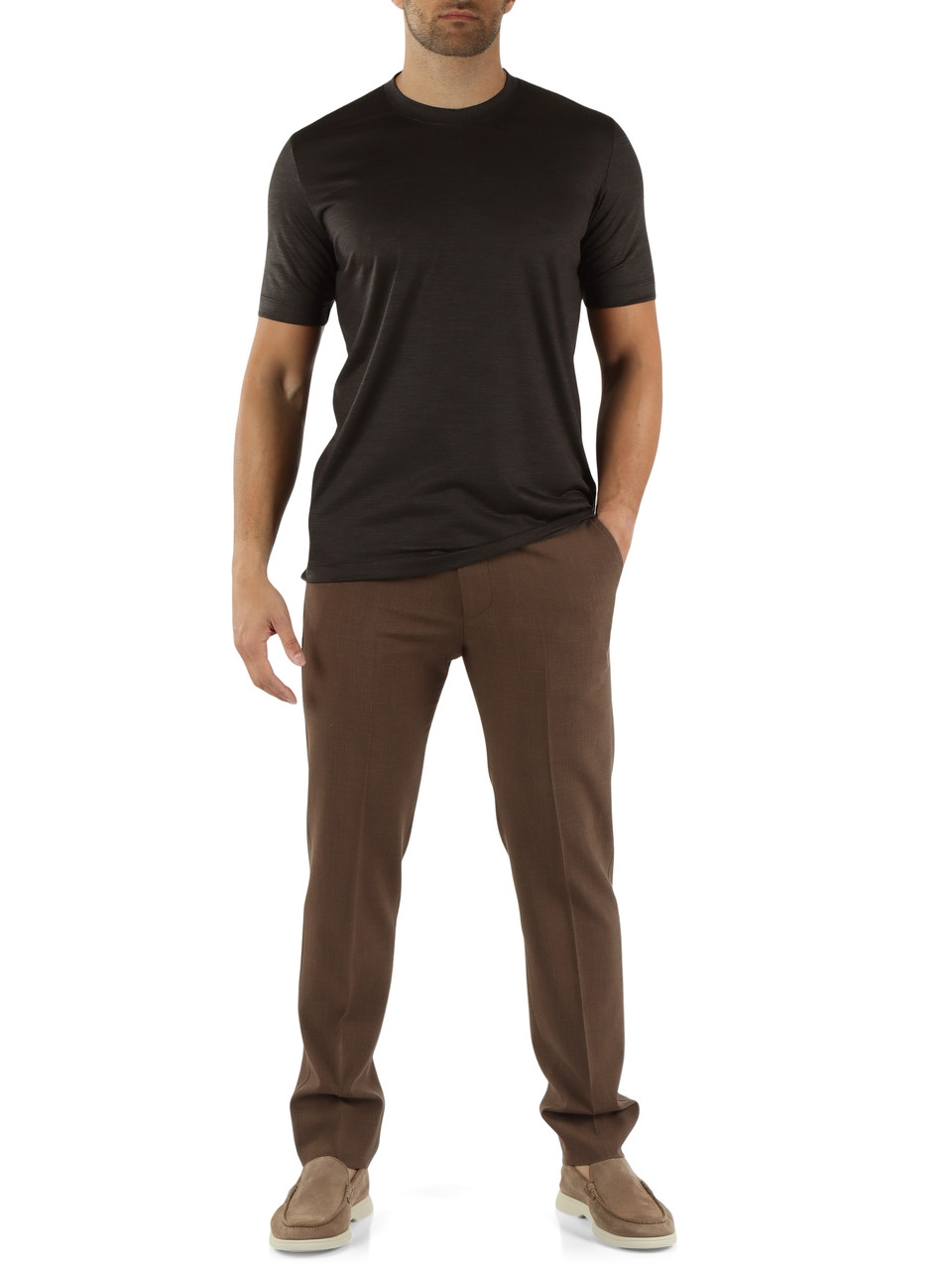 MARRONE | T-shirt JAMES in lava vergine
