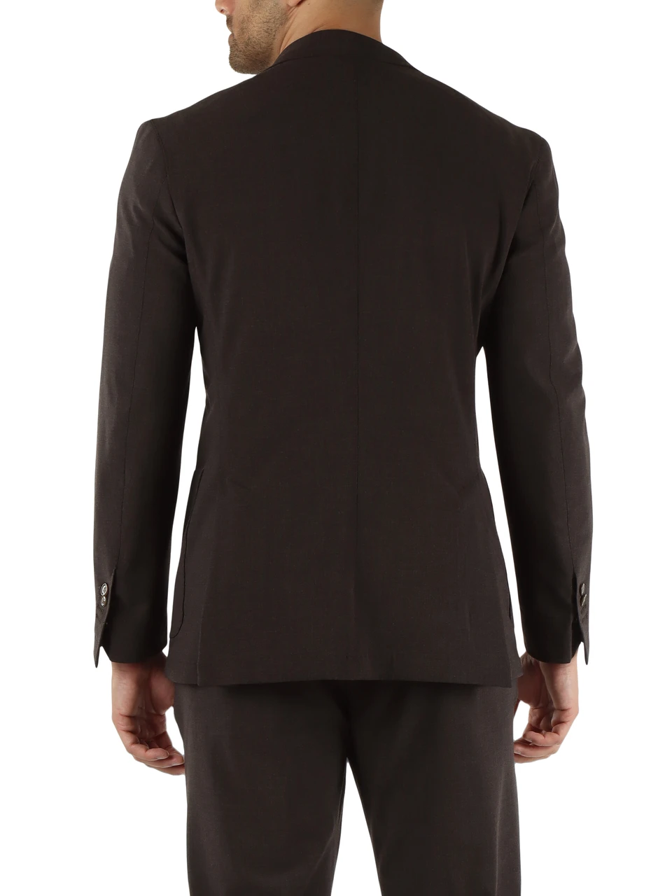 MARRONE | Giacca monopetto ARES in lana vergine stretch