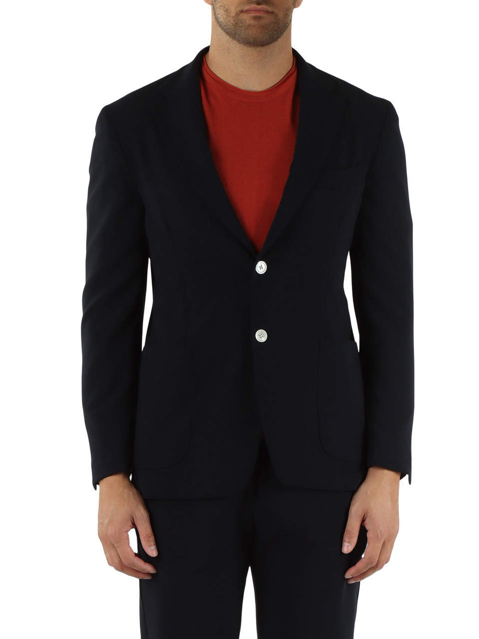 BLU SCURO | Giacca monopetto ARES in lana vergine stretch