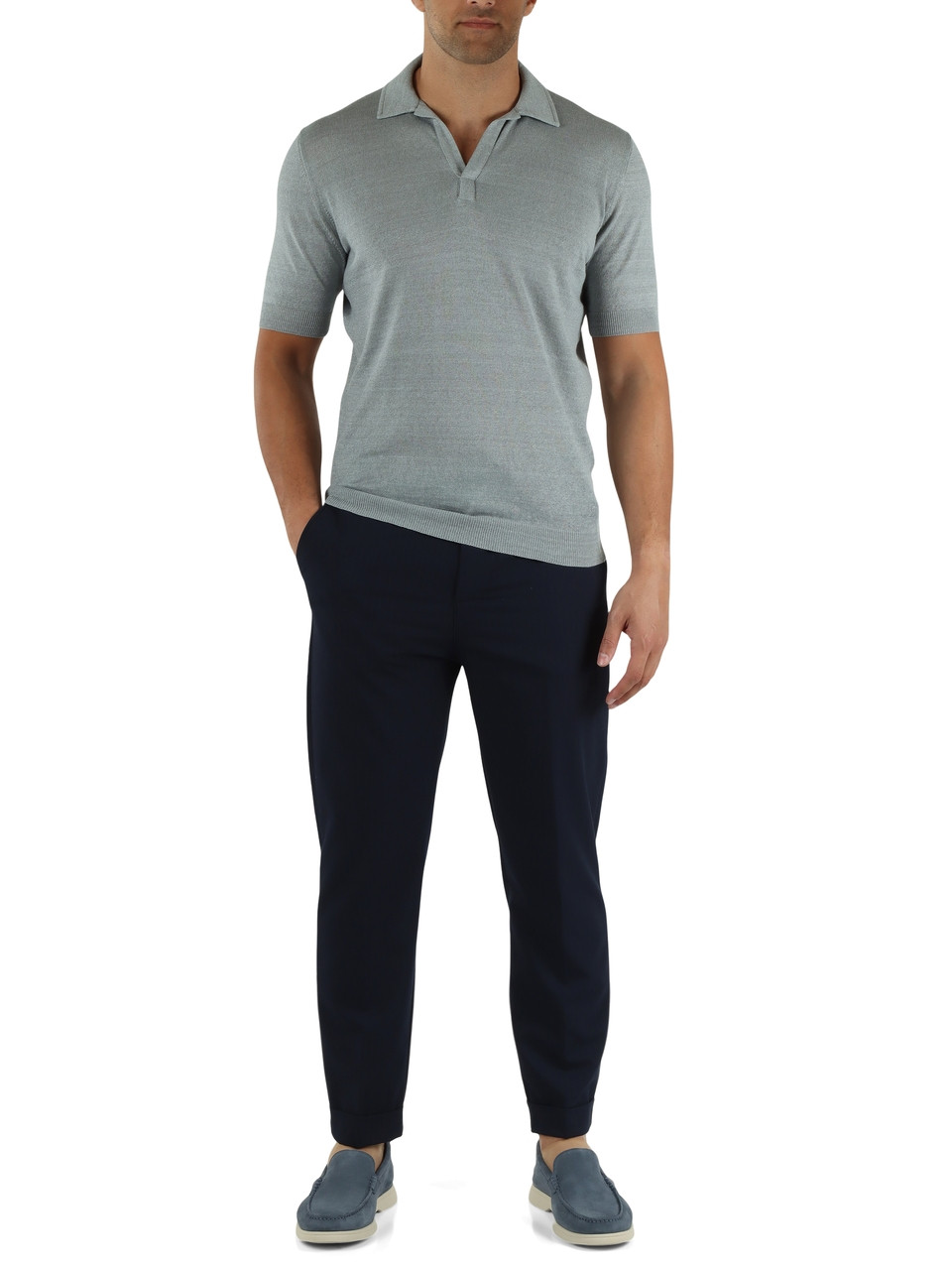 BLAU | Hose mit Kordelzug aus Viskosemischung FEOLA226074