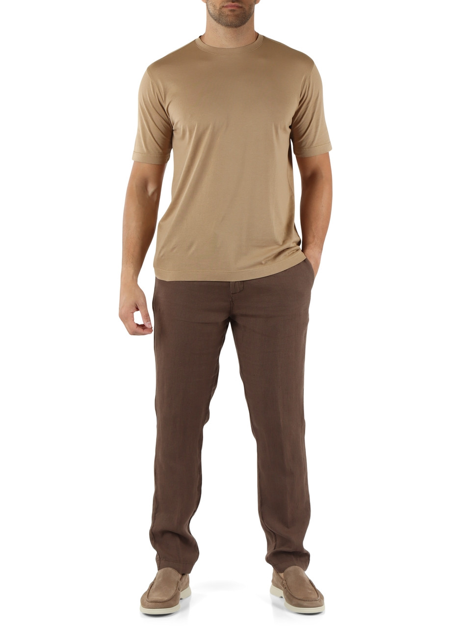 MARRONE | Pantalone con coulisse in lino ASKY GOLD 226
