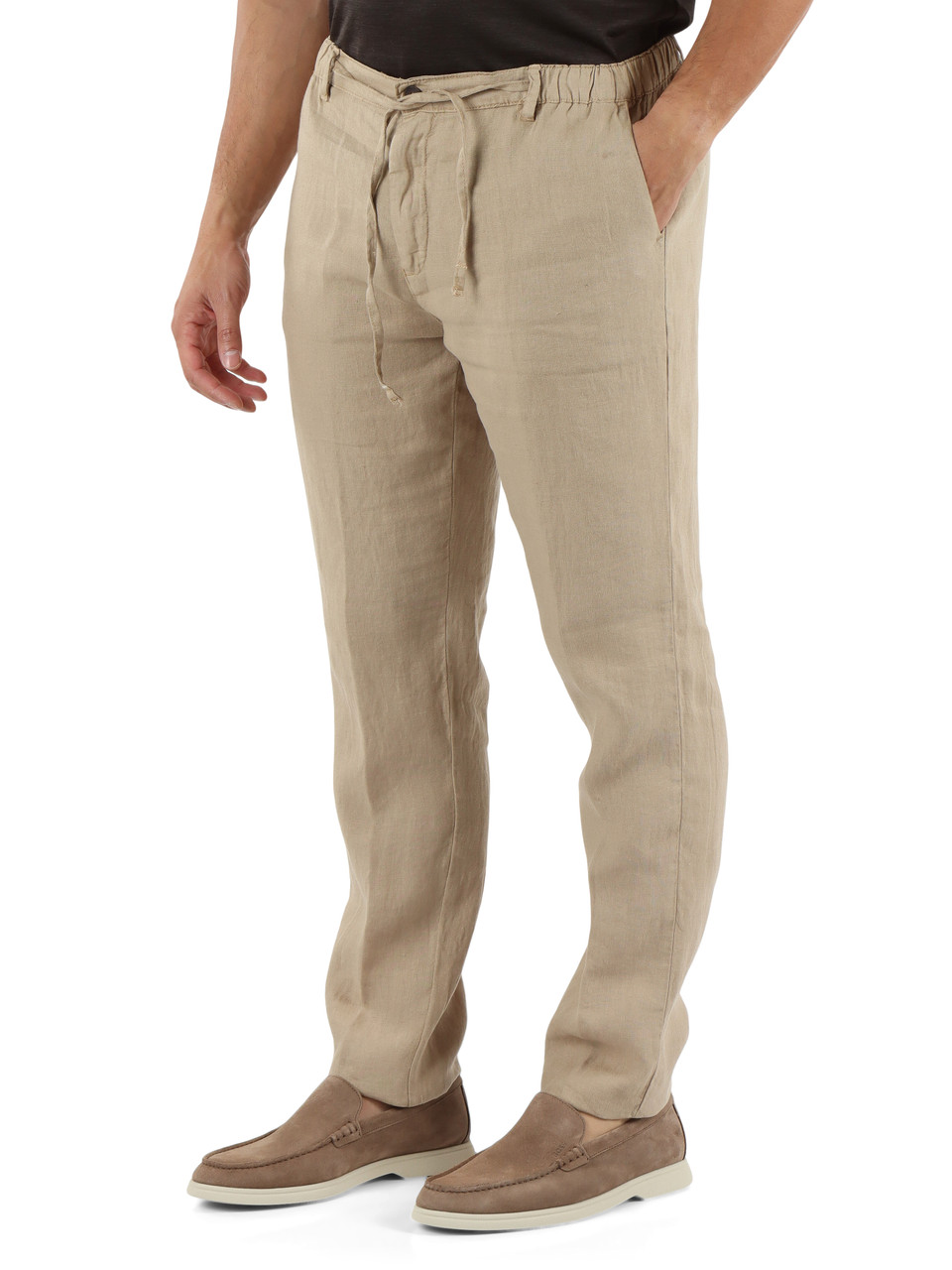 BEIGE | Pantalone con coulisse in lino ASKY GOLD 226