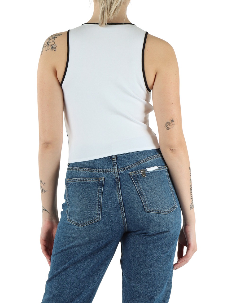 WEISS | Top aus Viskosemischung mit Logo-Stickerei auf der Vorderseite