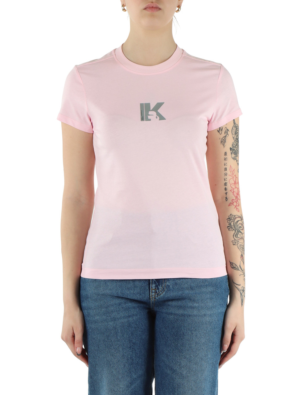 ROSA | T-shirt slim fit in cotone con stampa logo