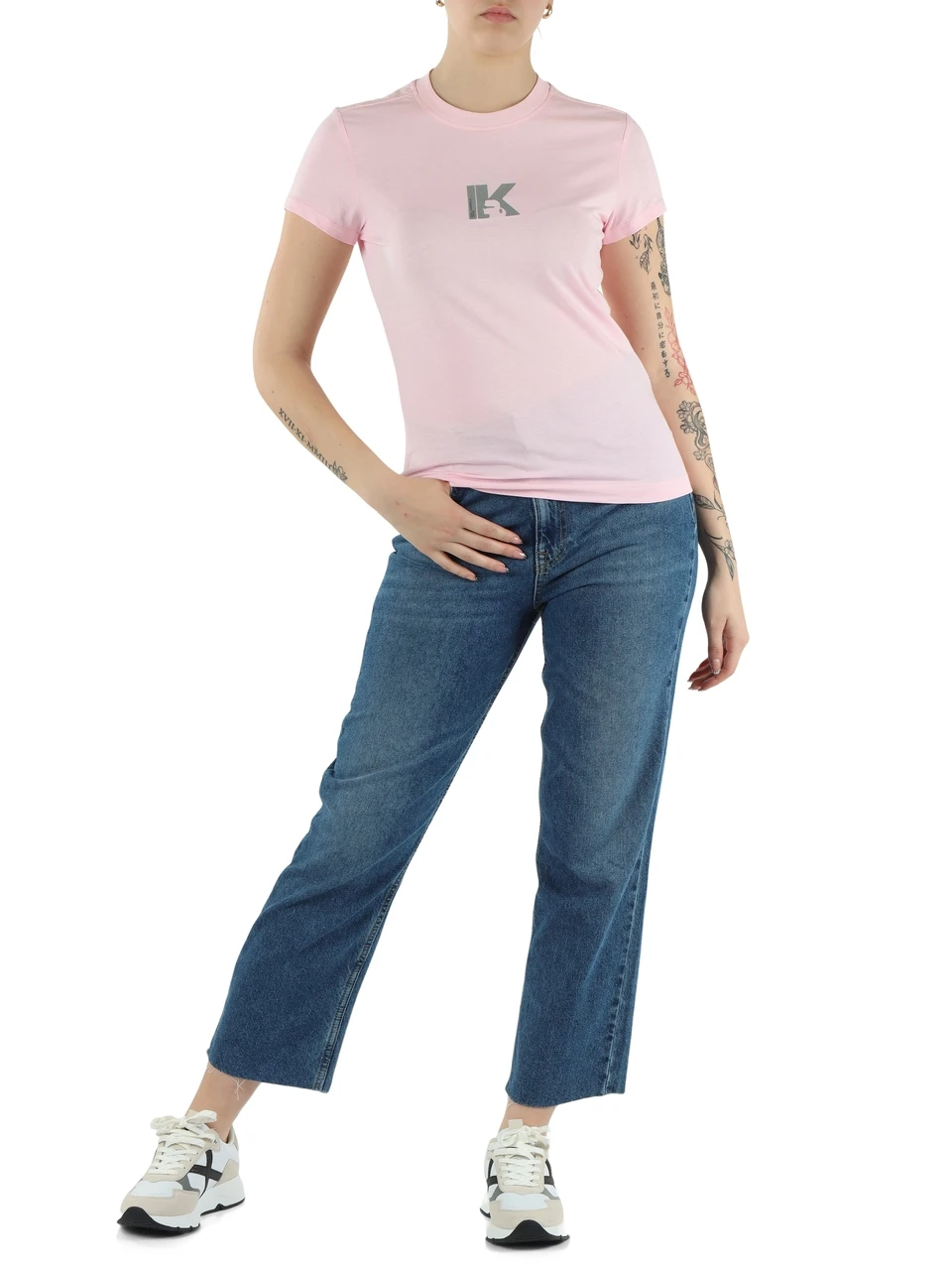 ROSA | T-shirt slim fit in cotone con stampa logo