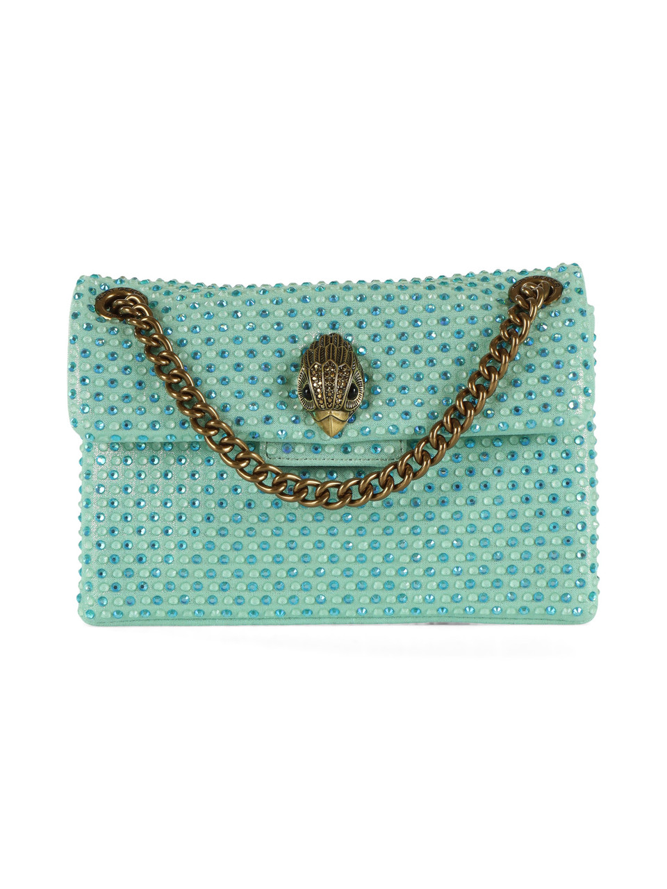 VERDE ACQUA | Borsa a tracolla con strass FABRIC MINI KENSINGTON