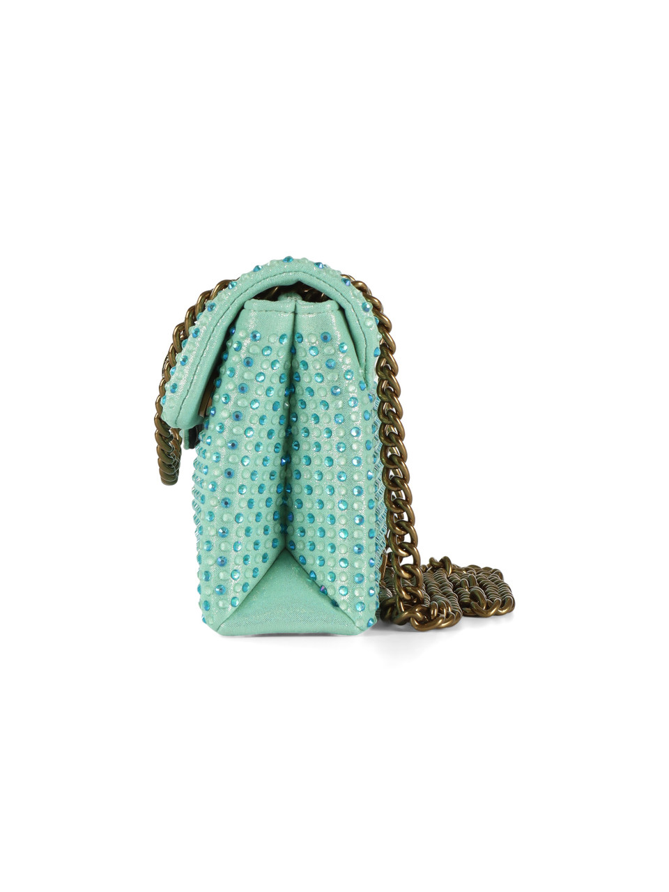 VERDE ACQUA | Borsa a tracolla con strass FABRIC MINI KENSINGTON