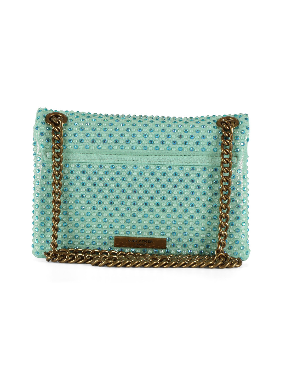 VERDE ACQUA | Borsa a tracolla con strass FABRIC MINI KENSINGTON