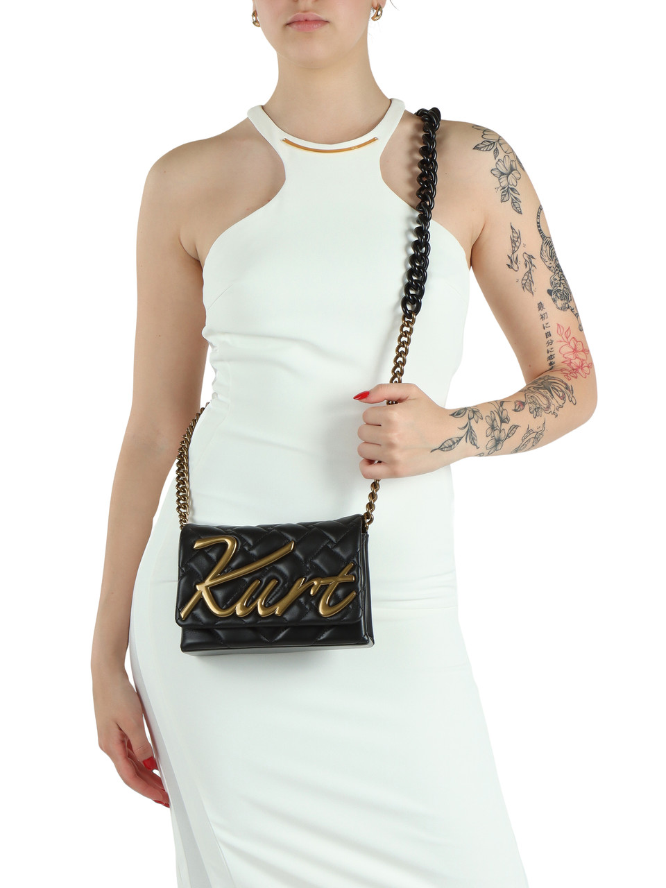 SCHWARZ | Gesteppte Ledertasche MINI KENSINGTON KURT