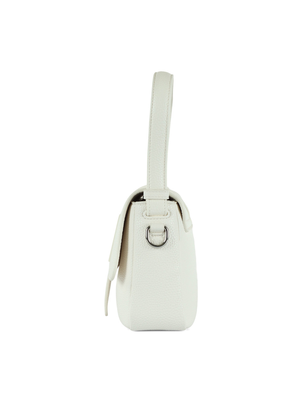 BIANCO | Borsa a spalla effetto martellato con placca logo