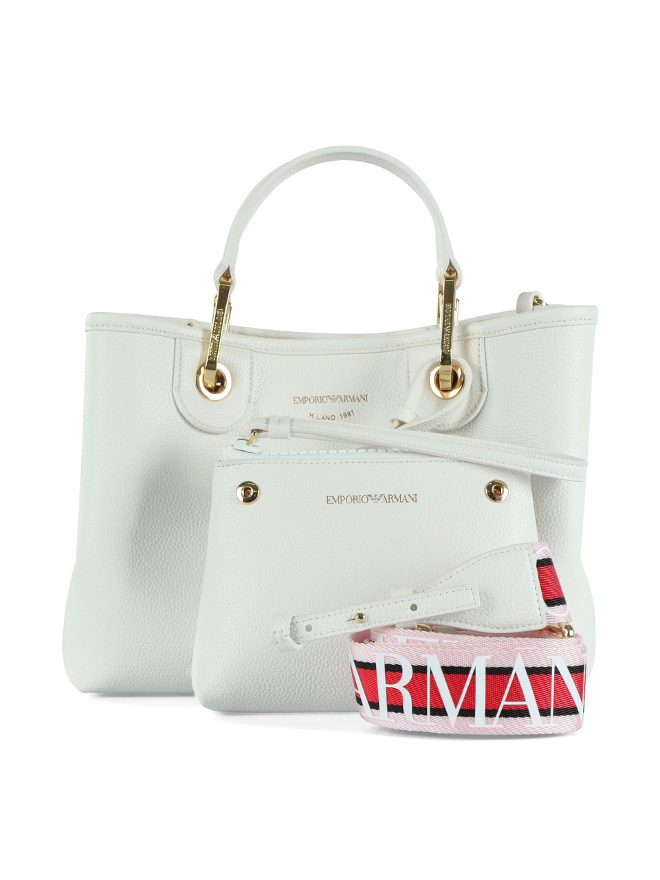 WEISS | MyEA Small Handtasche mit Hammerschlageffekt