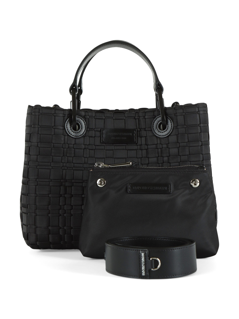 SCHWARZ | MyEA Small Handtasche aus geflochtenem Stoff