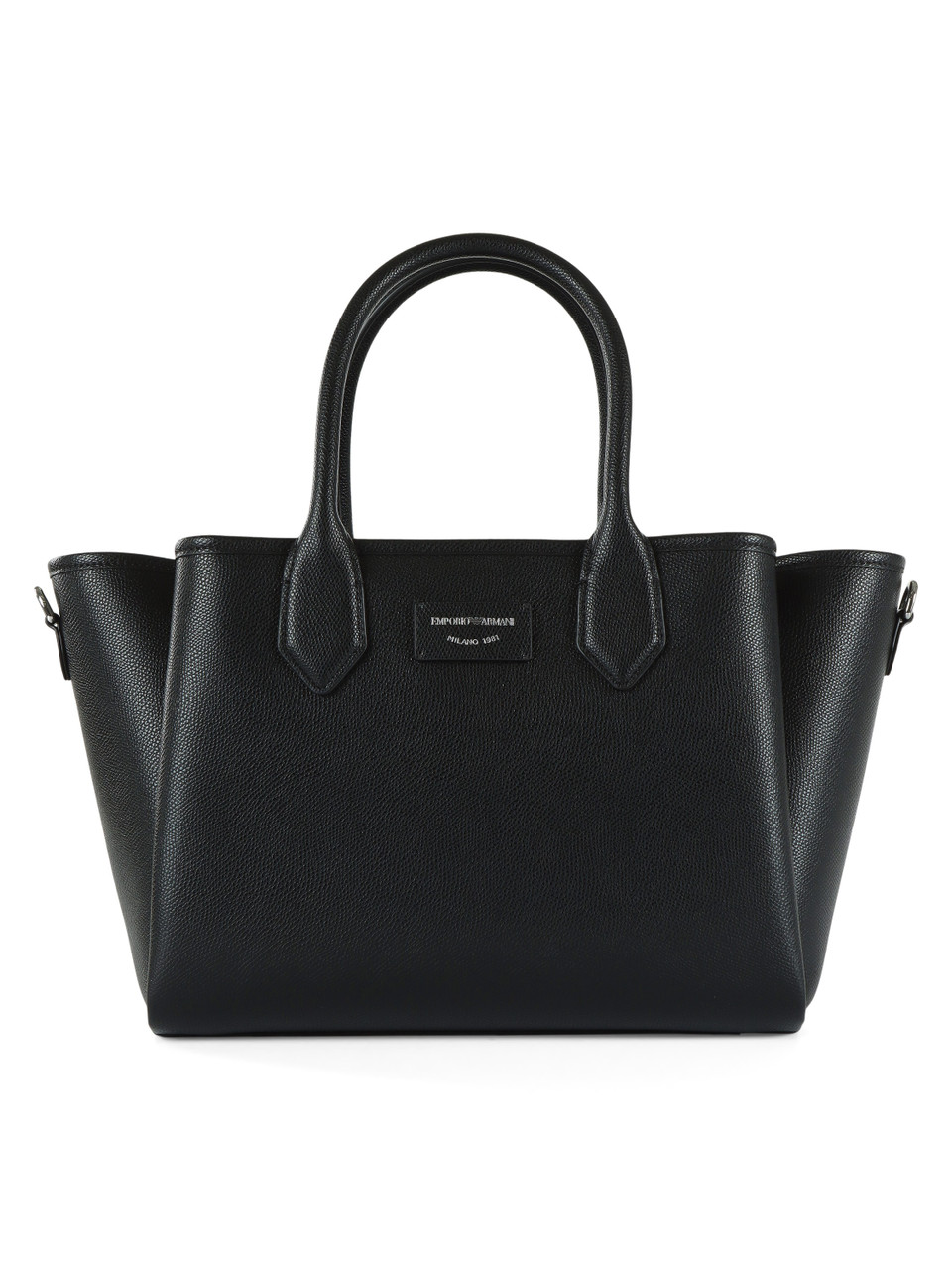 SCHWARZ | Handtasche mit Logo-Patch auf der Vorderseite