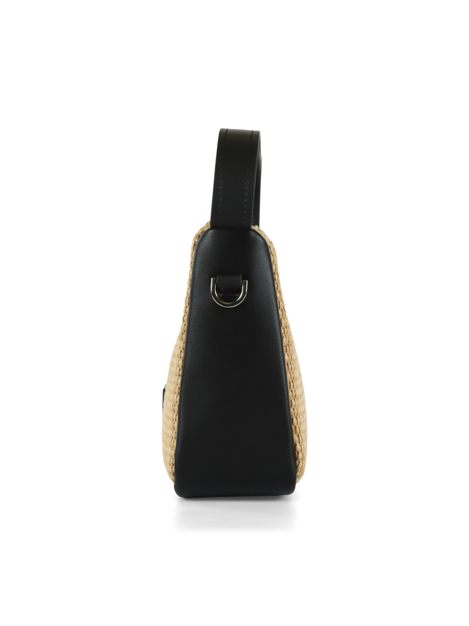 BEIGE | Borsa mini hobo effetto rafia con patch logo