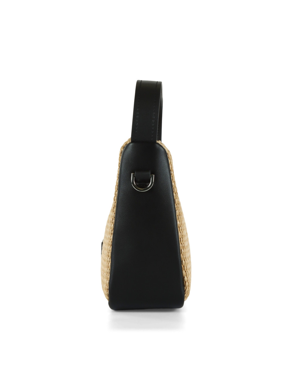BEIGE | Mini-Hobo-Tasche im Rafia-Look mit Logo-Patch