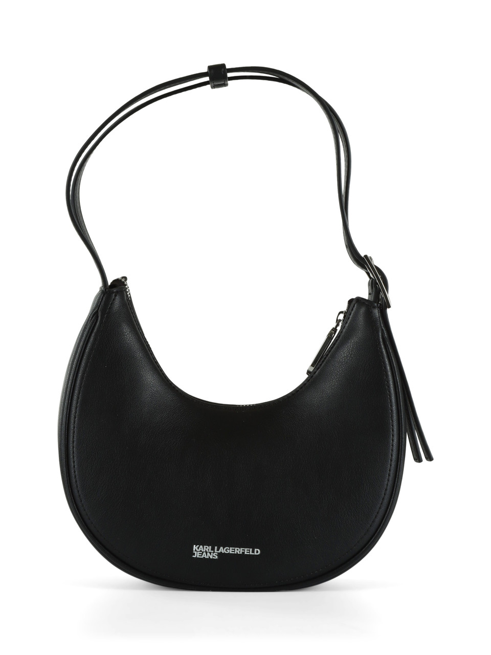 NERO | Borsa mezza luna con placca logo frontale