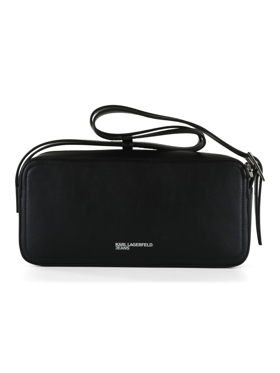 NERO | Borsa a spalla con placca logo frontale