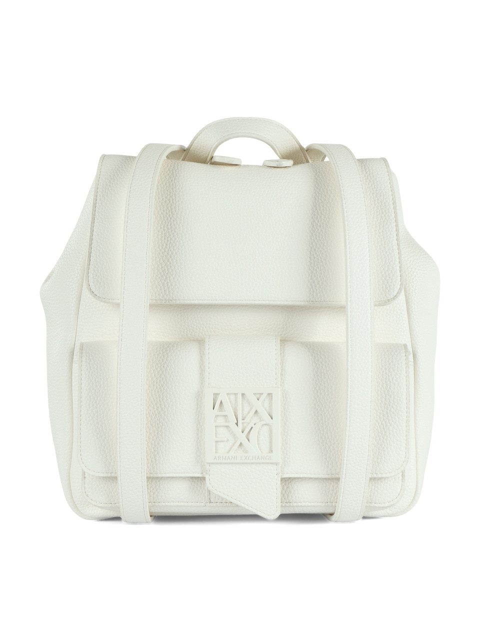 WEISS | Gehämmertes Rucksack mit Logo-Plakette auf der Vorderseite