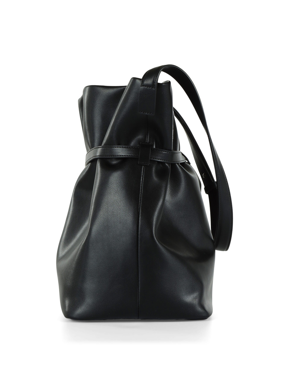 NERO | Borsa a secchiello in pelle con logo impresso