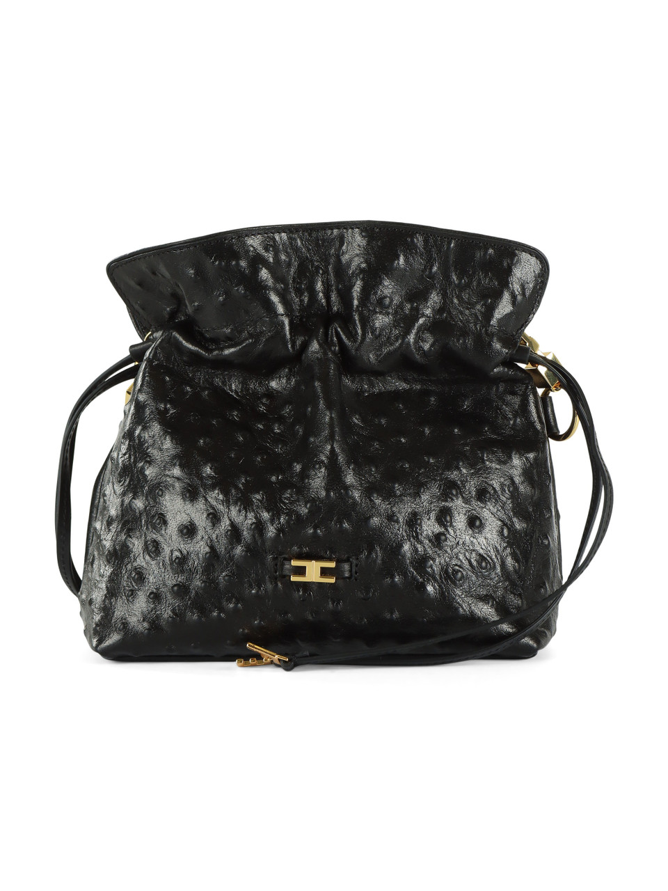 NERO | Pochette in pelle con stampa struzzo