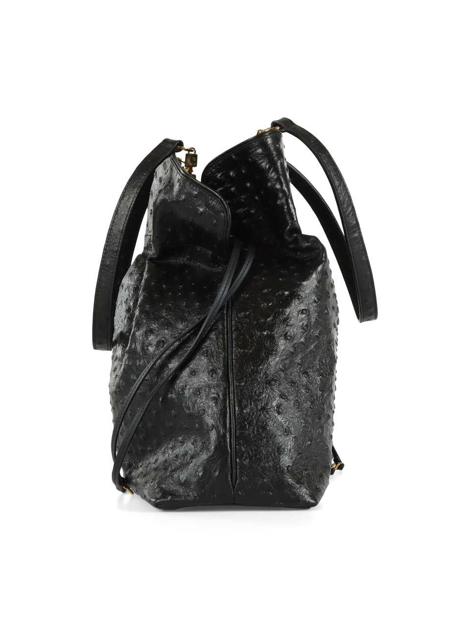 NERO | Borsa tote in pelle con stampa struzzo