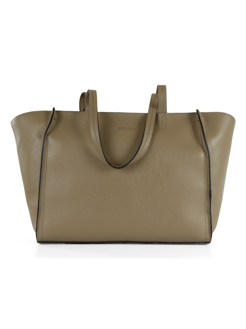 KAKI | Große Tote-Bag mit gehämmertem Effekt und Logo-Stickerei