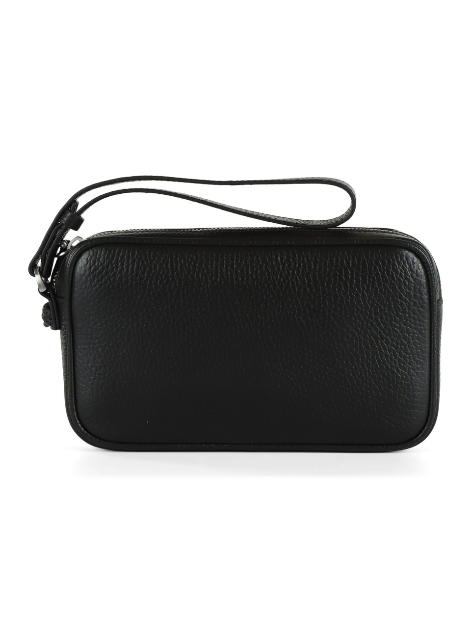 NERO | Beauty case in pelle martellata con patch logo