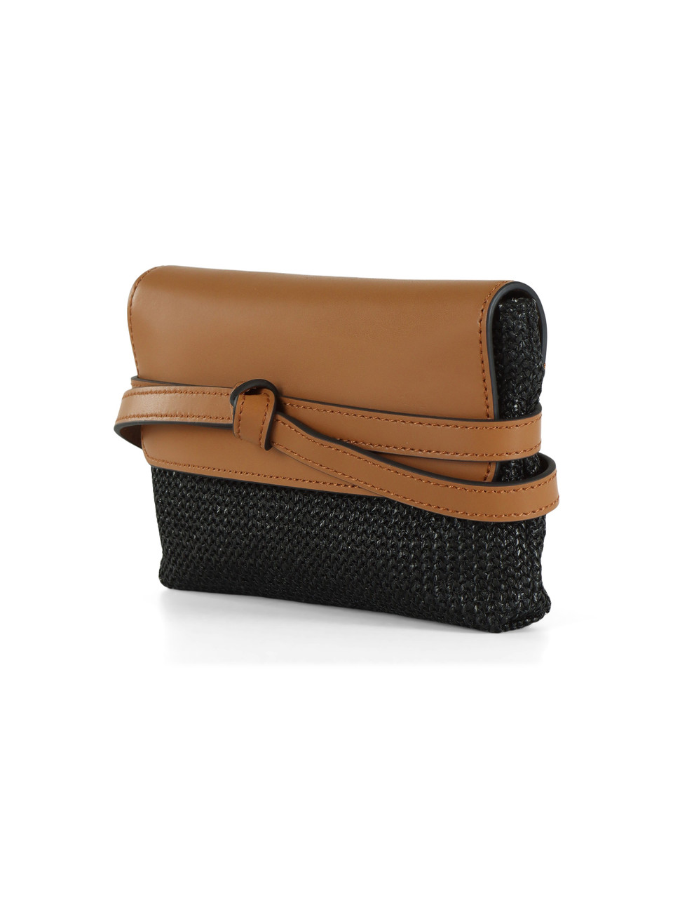 NERO | Pochette in paglia e pelle BELTY Mini