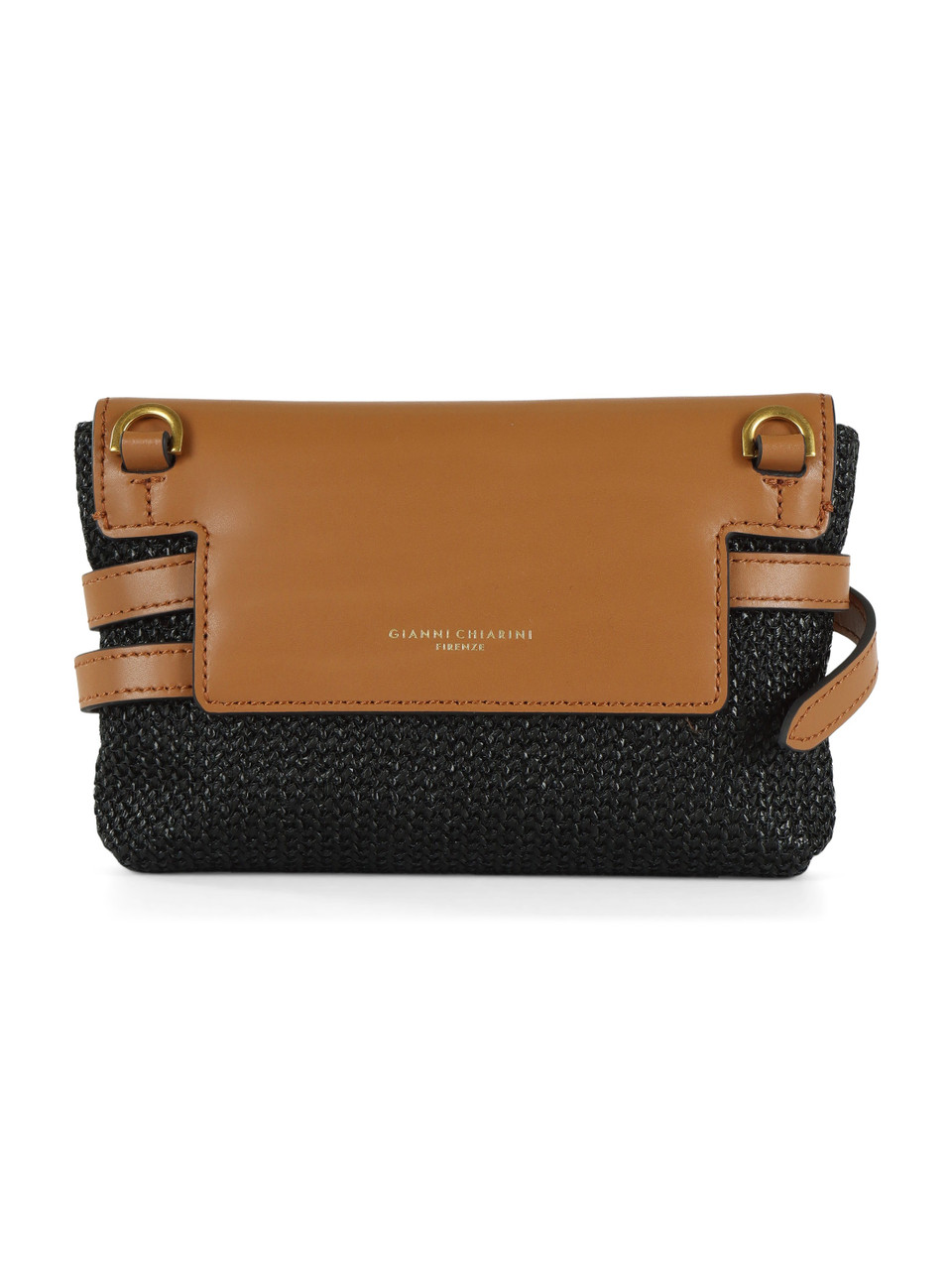 NERO | Pochette in paglia e pelle BELTY Mini