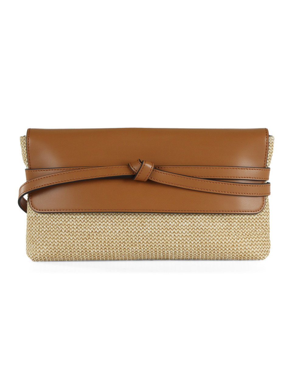 BEIGE | Strohpochette mit Leder BELTY