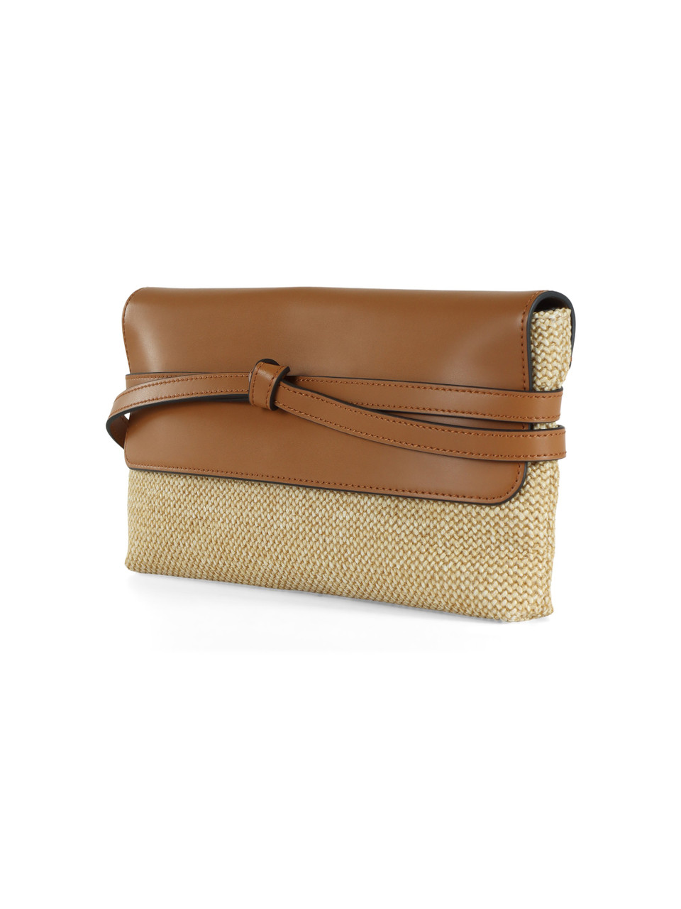 BEIGE | Strohpochette mit Leder BELTY