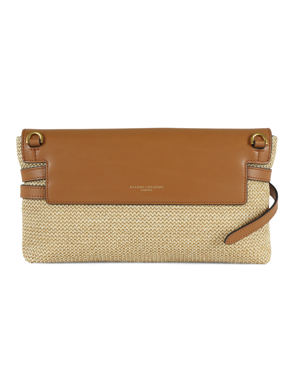 BEIGE | Strohpochette mit Leder BELTY