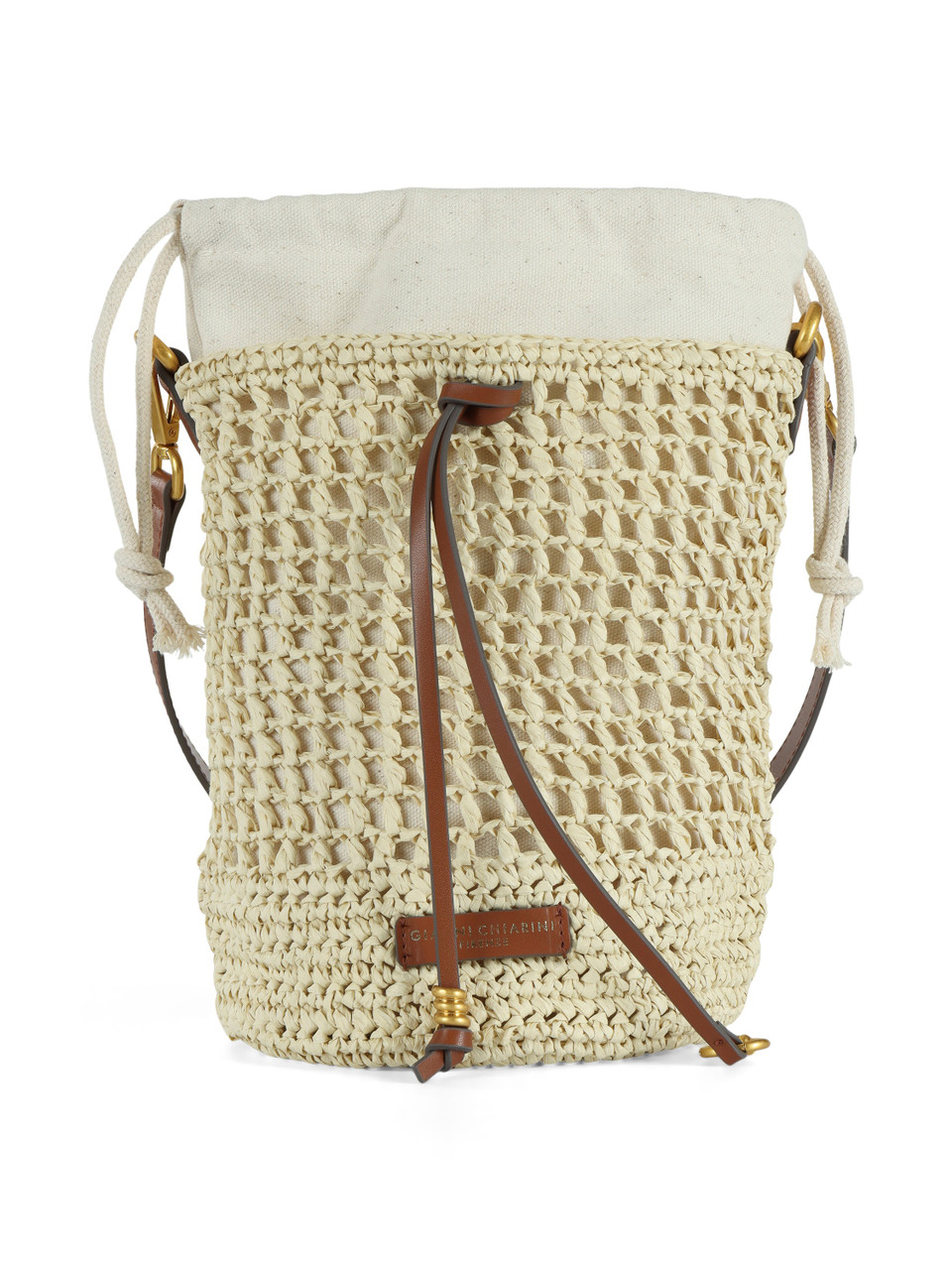 BEIGE | Borsa a secchiello NEFELI in paglia crochet