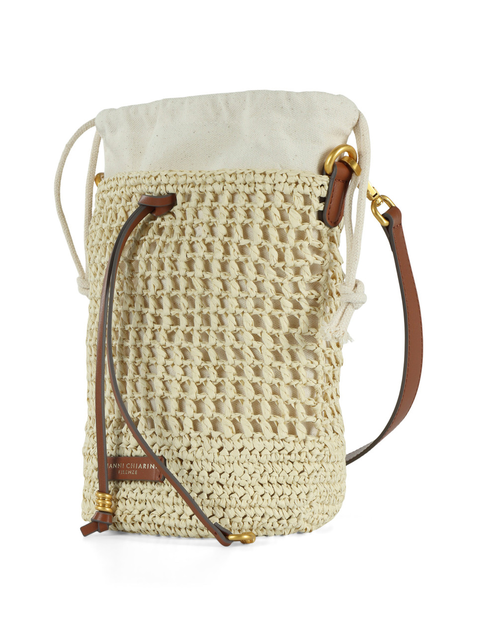BEIGE | Borsa a secchiello NEFELI in paglia crochet