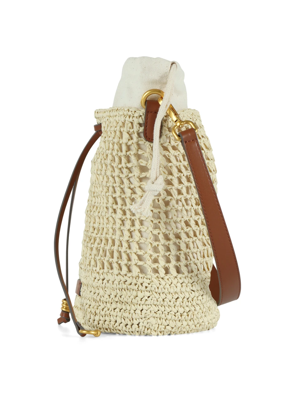 BEIGE | Borsa a secchiello NEFELI in paglia crochet