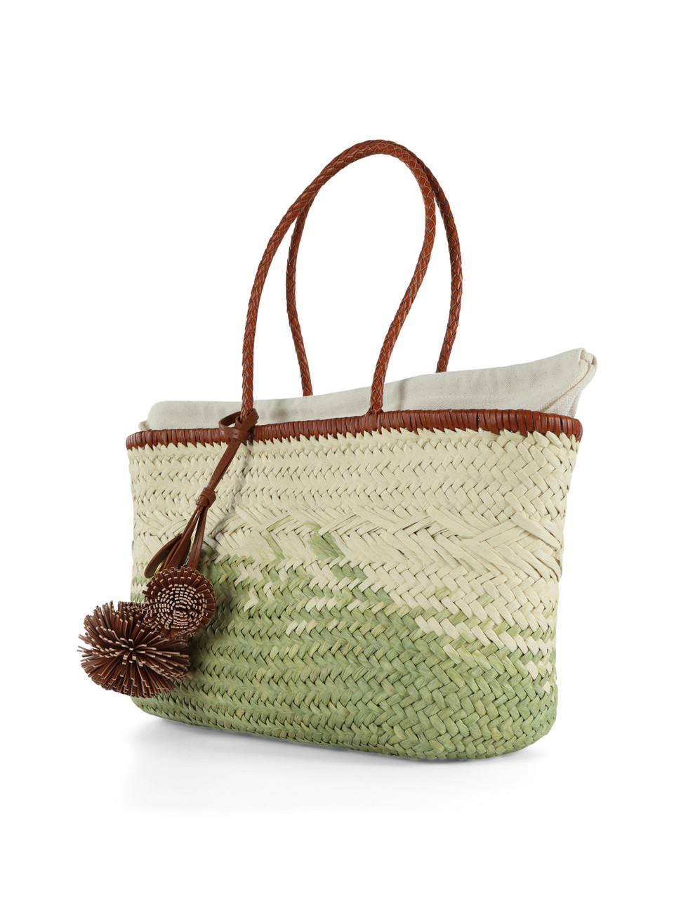 GRÜN | PALOMA Large Tasche aus geflochtenem Stroh