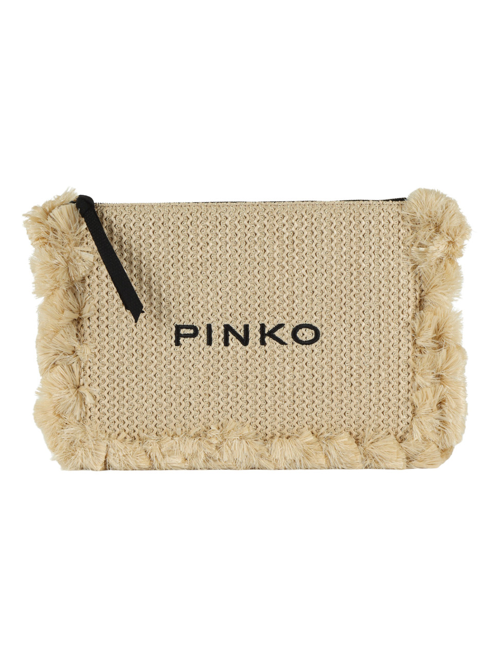 BEIGE | Borsa a bustina in rafia FLAT HANDLE