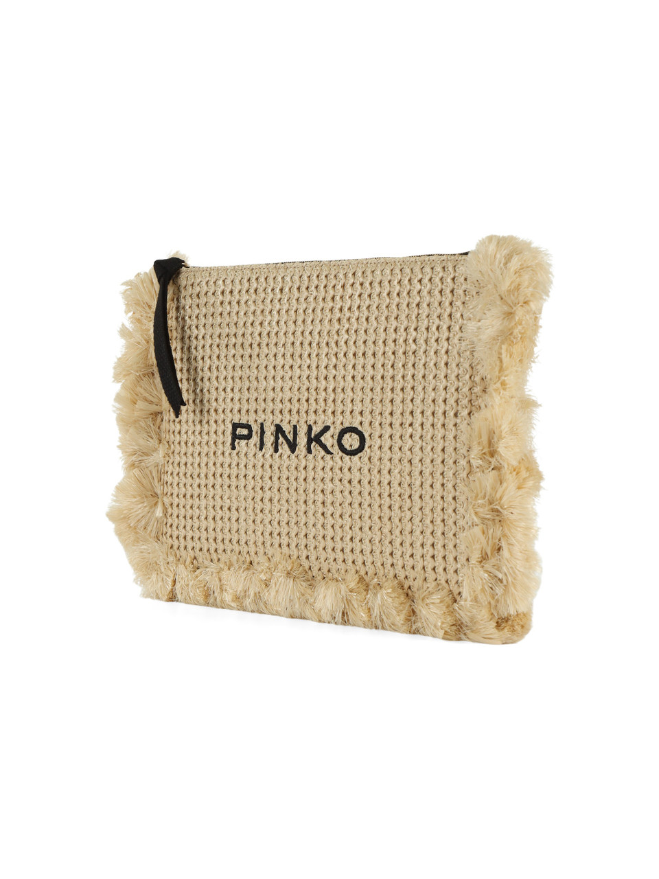BEIGE | Borsa a bustina in rafia FLAT HANDLE