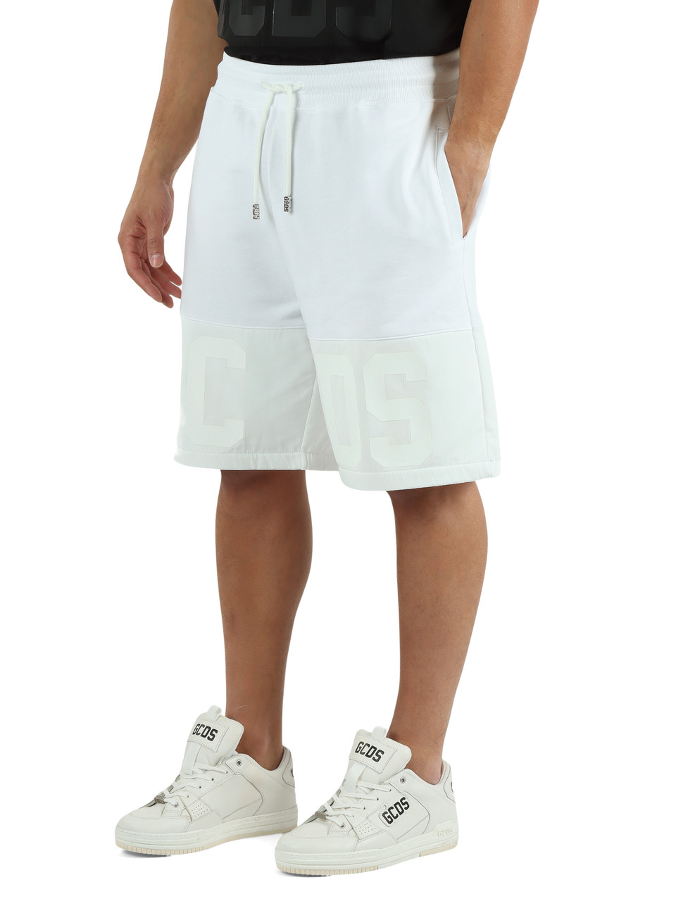 BIANCO | Pantaloncini sportivi in cotone garzato
