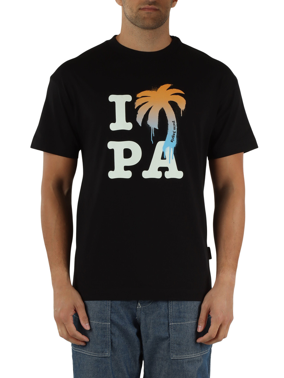NERO | T-shirt in cotone regular fit con stampa logo frontale