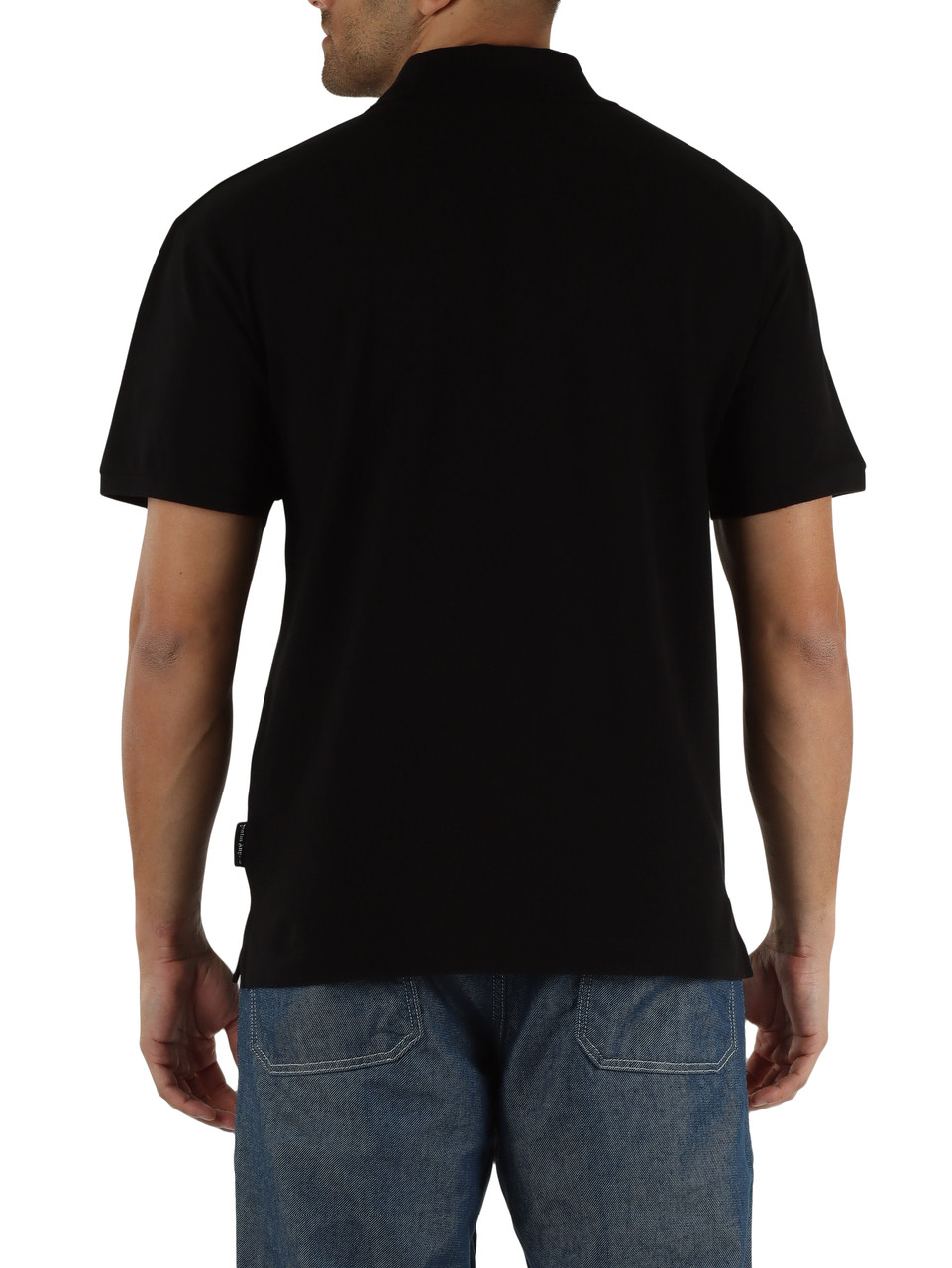 NERO | Polo in cotone piquet con scritta logo frontale