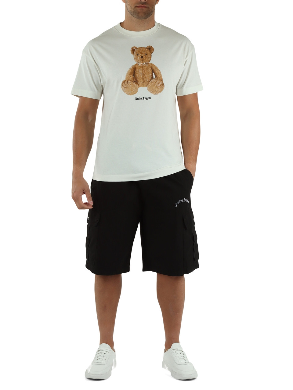 NERO | Bermuda cargo loose fit in cotone con ricamo logo