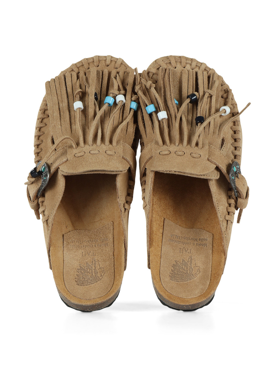 BEIGE | Sabot CARIBE SUEDE con frange