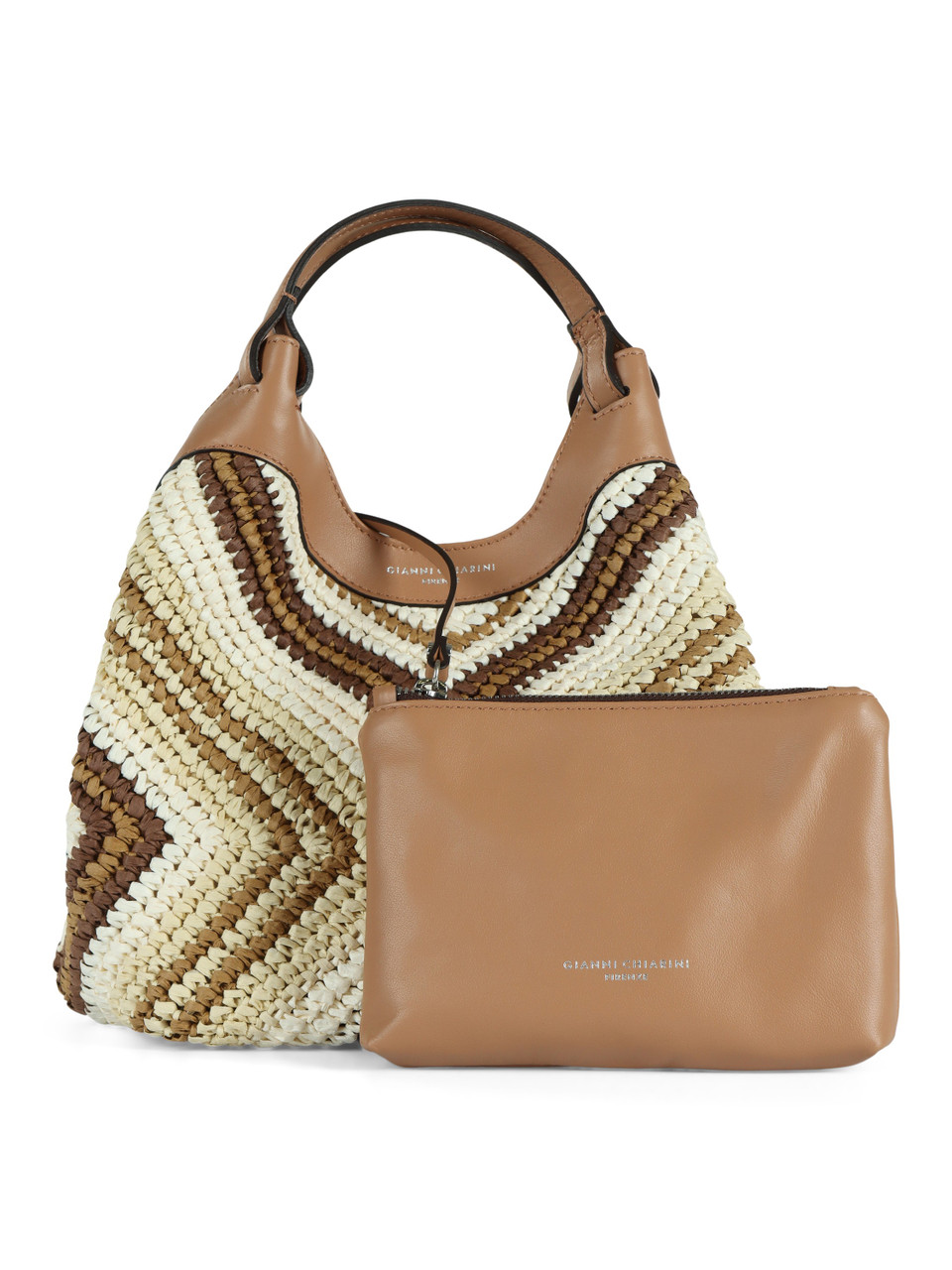 BEIGE | DUA Small Handtasche aus Stroh und Leder