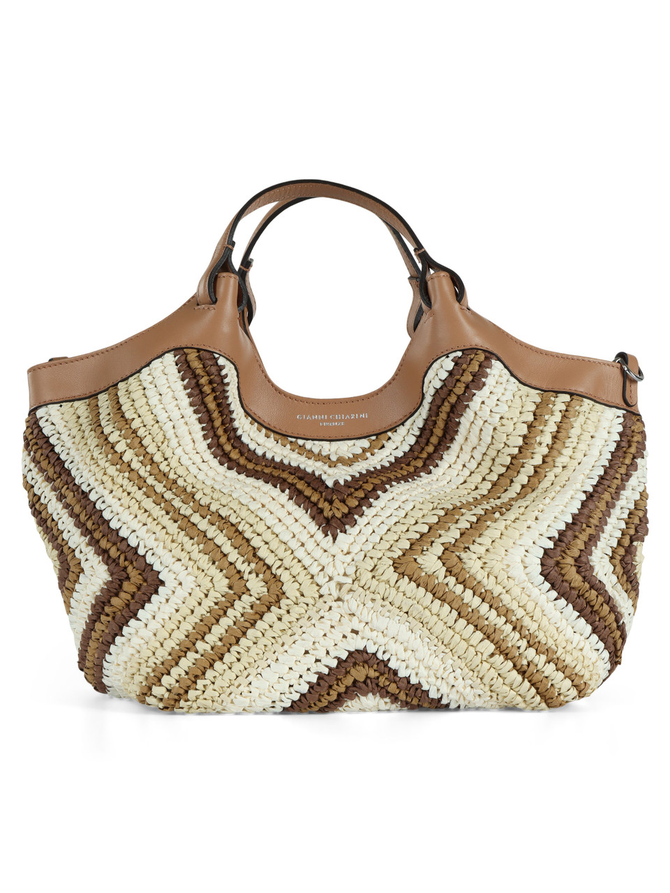BEIGE | DUA Small Handtasche aus Stroh und Leder