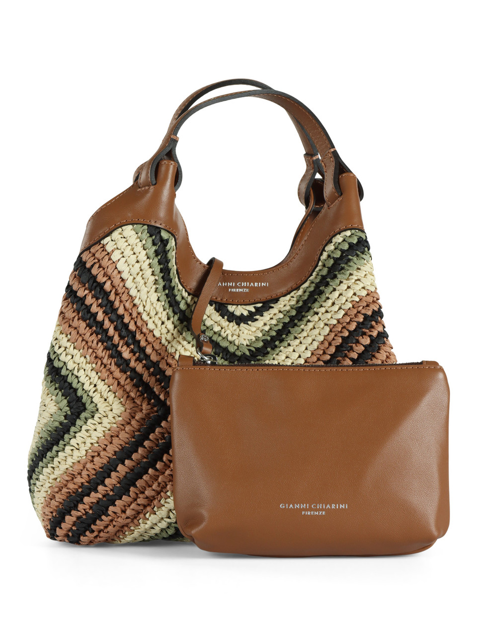 HELLBRAUN | DUA Small Handtasche aus Stroh und Leder