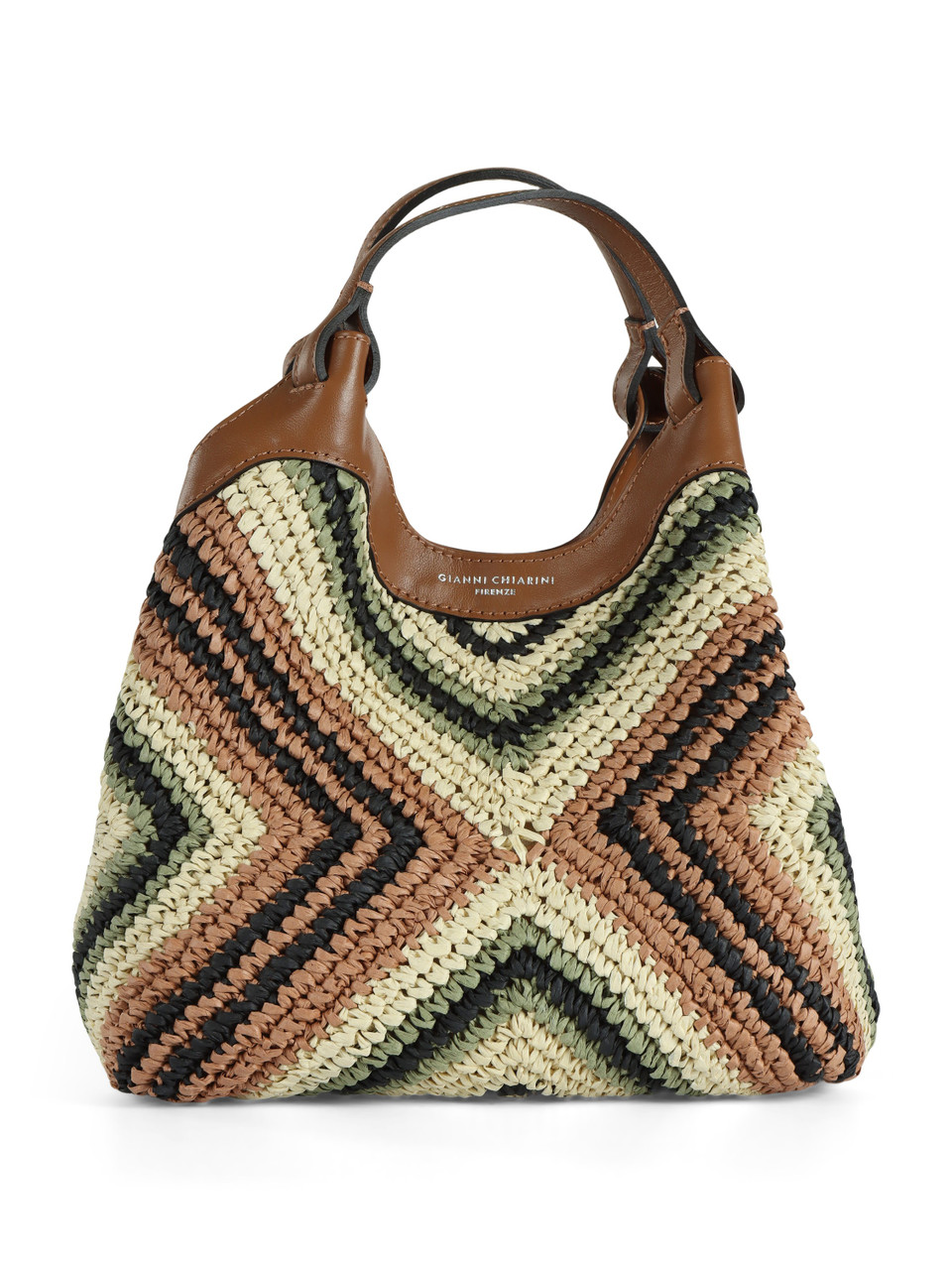 MARRONE CHIARO | Borsa a mano in paglia e pelle DUA Small