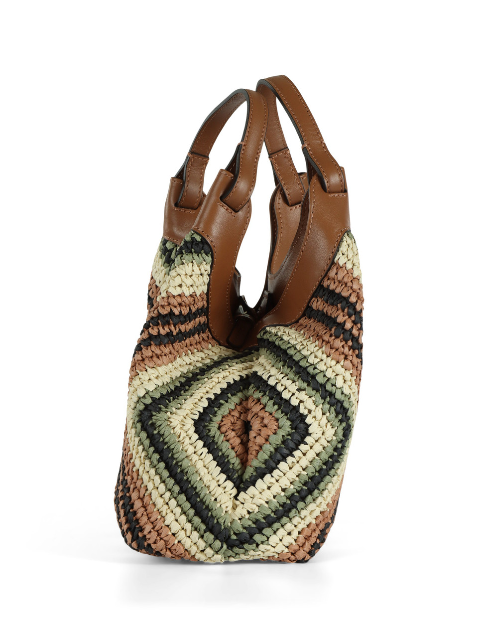 MARRONE CHIARO | Borsa a mano in paglia e pelle DUA Medium